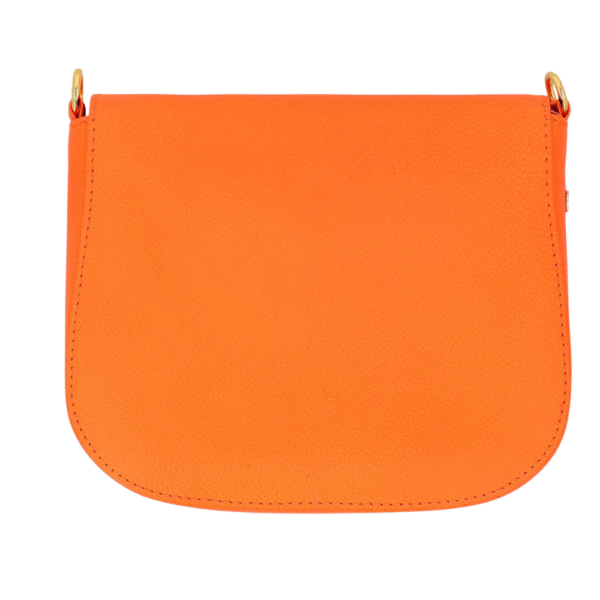 Orange Leather Crossbody Bag with Gold Accents