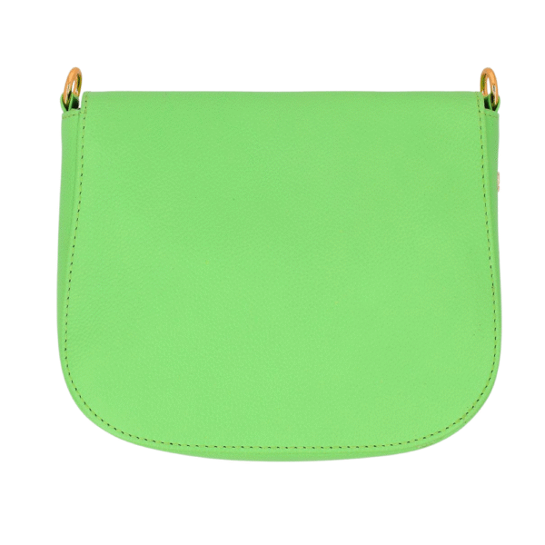 Green Leather Crossbody Bag with Gold Accents