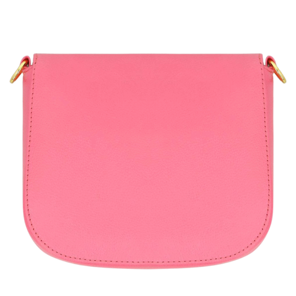 Pink Leather Crossbody Bag with Gold Accents