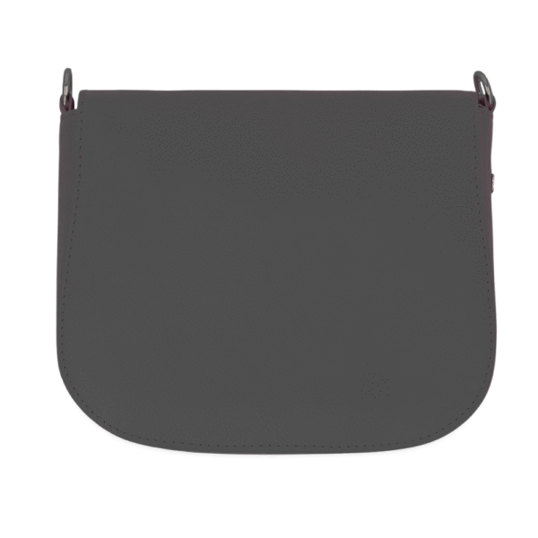 Grey Leather Crossbody Bag with Gold Accents